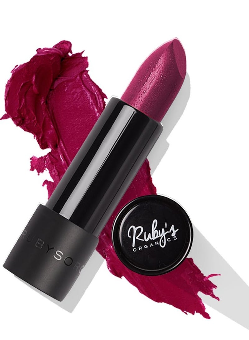 Ruby's Organics Semi-Matte Lipstick for Women Lip Makeup Paraben-Free Plum, 3.7g