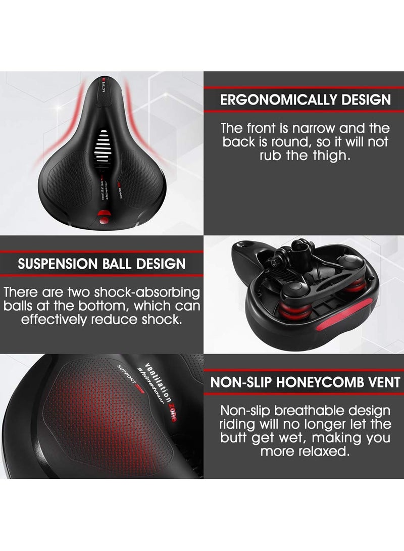 SYOSI Bicycle Saddle, Comfortable Bike Seat Cushion with Dual Shock Absorbing Balls & Memory Foam Soft & Comfortable & Breathable Bike Saddle for MTB/Road Bikes