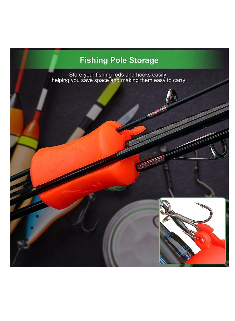 Silicone Fishing Rod Fixed Ball, Portable Rubber Pole Clip, Multi-Function Reusable Wear Resistant Fixing Wrap, for Various Sizes Pole, 4 Colors, 8 Pcs