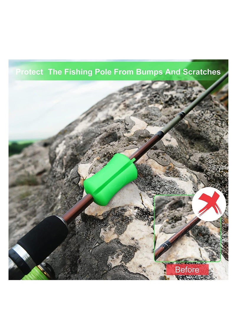 Silicone Fishing Rod Fixed Ball, Portable Rubber Pole Clip, Multi-Function Reusable Wear Resistant Fixing Wrap, for Various Sizes Pole, 4 Colors, 8 Pcs