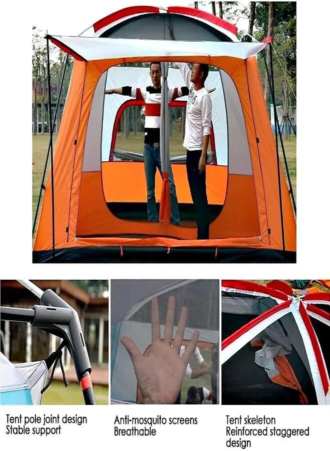 Toby's Tobys 096 Small Orange Camping Tent with 2 Extra Dark Sleeping Cabins for 5-8 Person