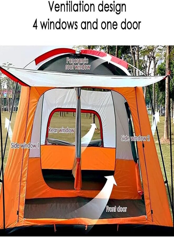 Toby's Tobys 096 Small Orange Camping Tent with 2 Extra Dark Sleeping Cabins for 5-8 Person