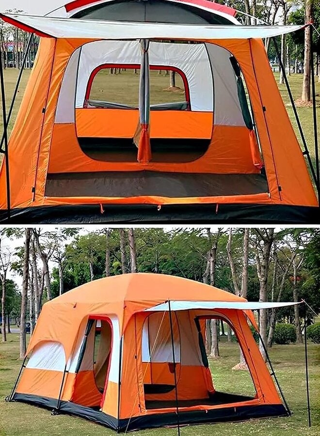 Toby's Tobys 096 Small Orange Camping Tent with 2 Extra Dark Sleeping Cabins for 5-8 Person