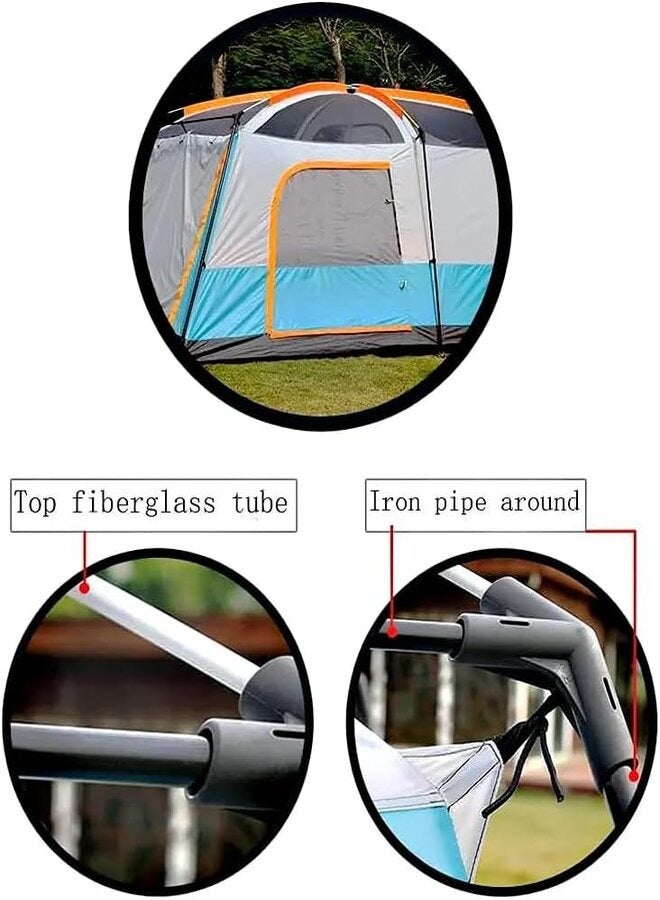Toby's Tobys 096 Small Orange Camping Tent with 2 Extra Dark Sleeping Cabins for 5-8 Person