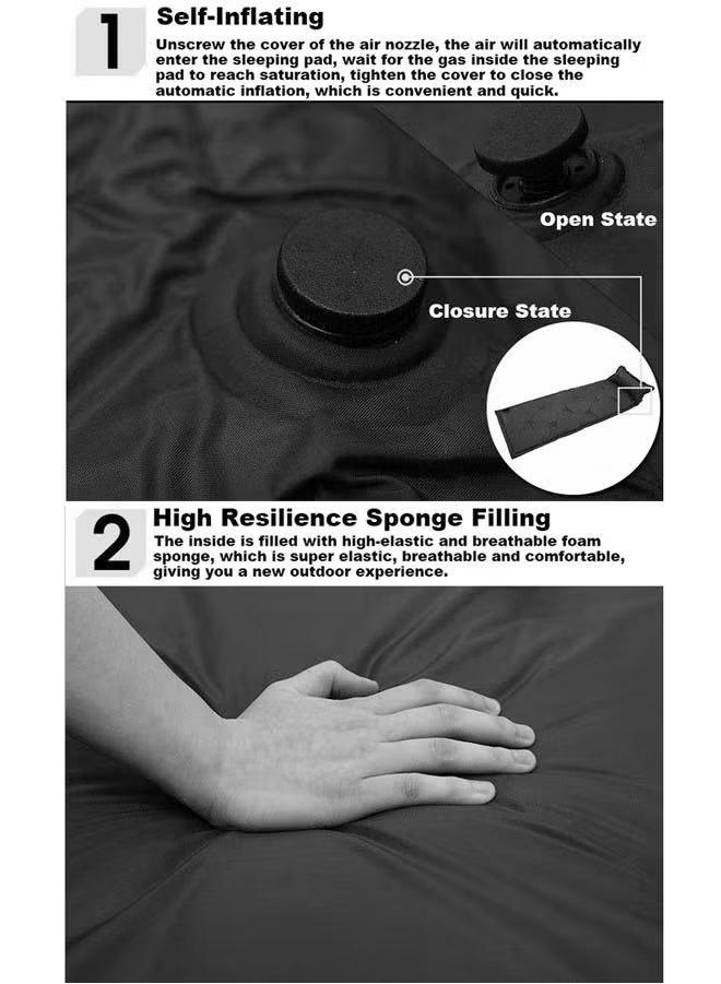 Outdoor Tent Mat Automatic Inflatable Sleeping Mat Moisture-proof Mat with Pillow 183x57x2.5 cm