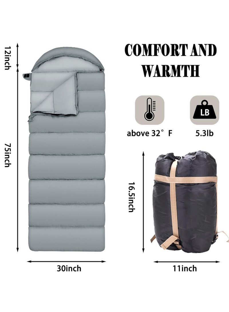 Adult Camping Sleeping Bag 190cm Winter Cold Weather Children's Sleeping Bag Camping Hiking Outdoor Travel Lightweight Waterproof Splicing Grey