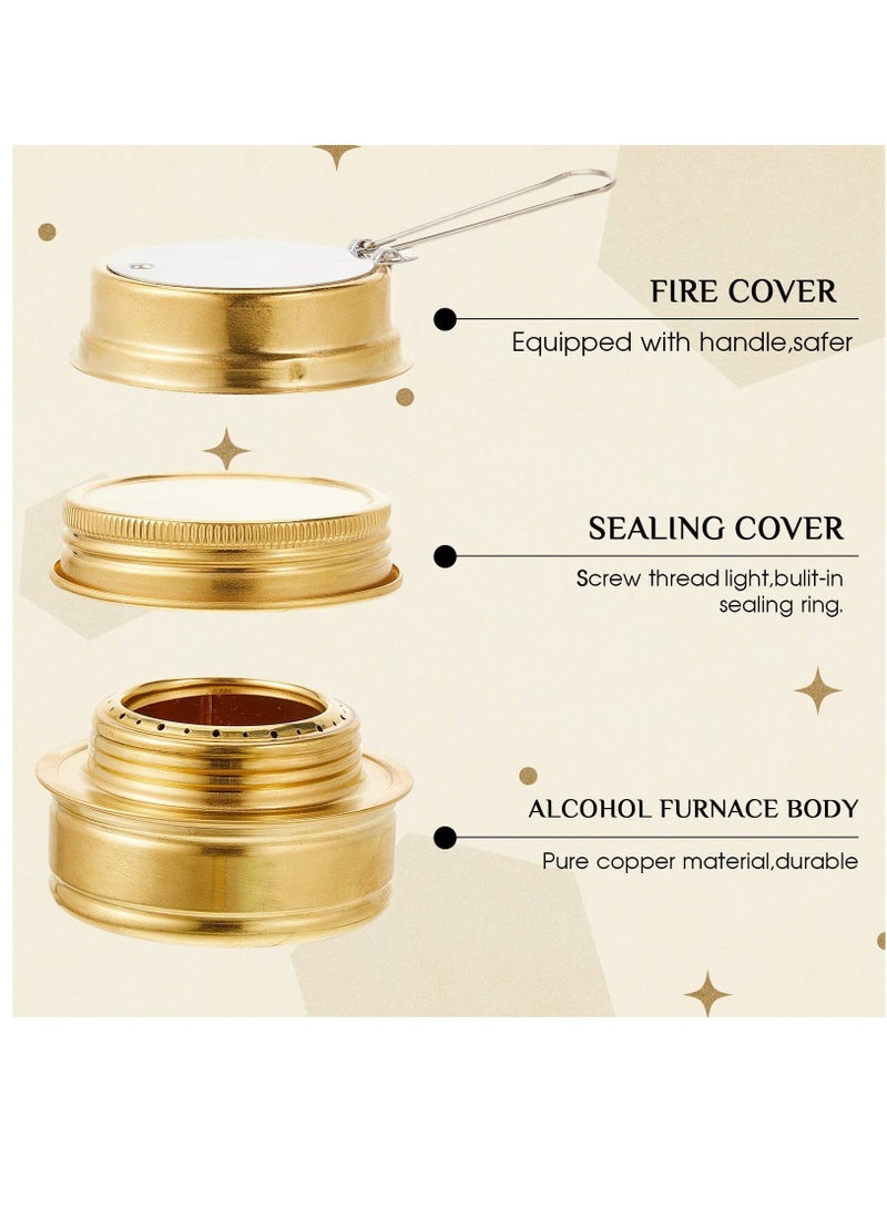 Brass Burner Camping Stove with Fuel Storage Rubber Gasket Cooktop Backpacking Stoves Variable Temperature Control for Cooking, 2 Pcs