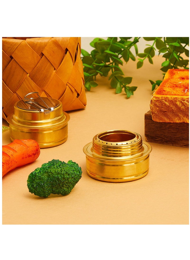 Brass Burner Camping Stove with Fuel Storage Rubber Gasket Cooktop Backpacking Stoves Variable Temperature Control for Cooking, 2 Pcs
