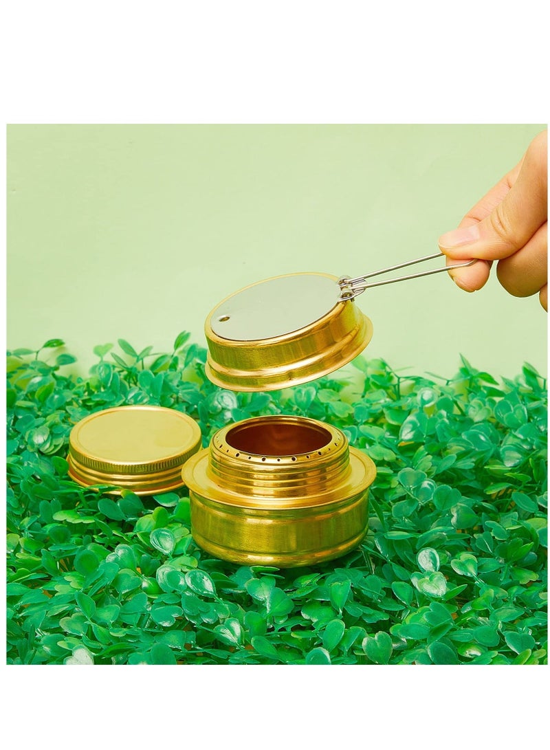 Brass Burner Camping Stove with Fuel Storage Rubber Gasket Cooktop Backpacking Stoves Variable Temperature Control for Cooking, 2 Pcs