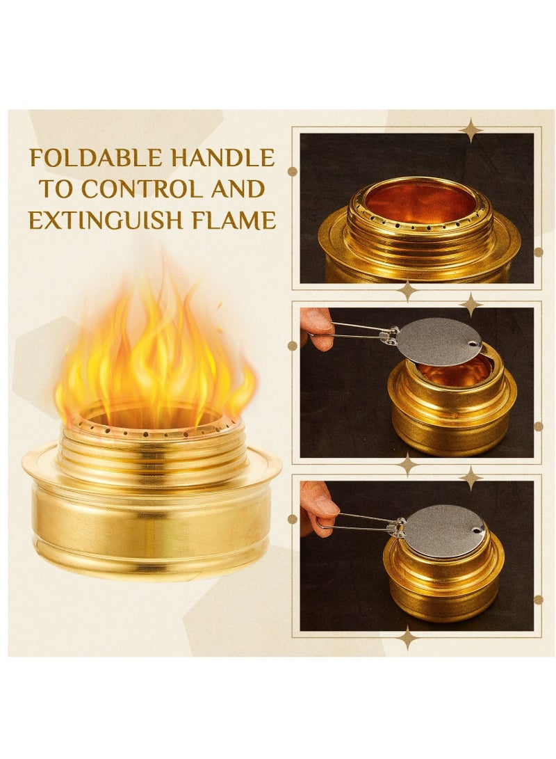 Brass Burner Camping Stove with Fuel Storage Rubber Gasket Cooktop Backpacking Stoves Variable Temperature Control for Cooking, 2 Pcs