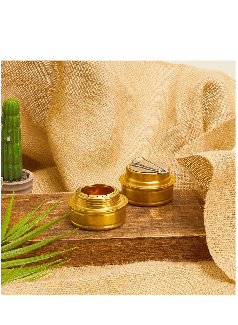 Brass Burner Camping Stove with Fuel Storage Rubber Gasket Cooktop Backpacking Stoves Variable Temperature Control for Cooking, 2 Pcs