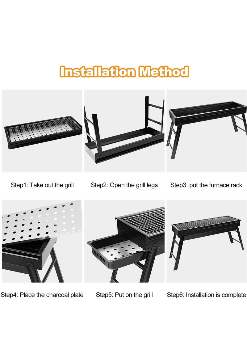 Collapsible Barbecue Grill,Camping picnic Grill,collapsible portable barbecue kit,comes with organizer for house parties,outdoor cooking,picnics and camping 23.62 x 8.66 x 13 inches
