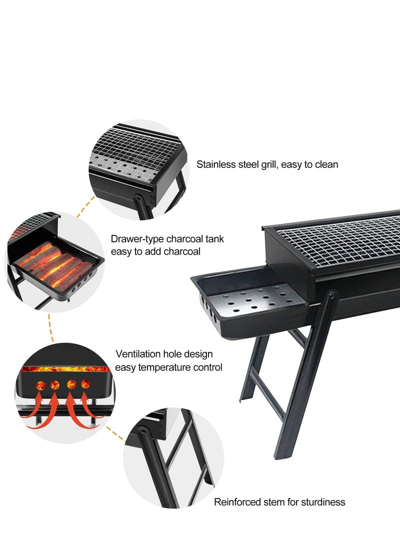 Collapsible Barbecue Grill,Camping picnic Grill,collapsible portable barbecue kit,comes with organizer for house parties,outdoor cooking,picnics and camping 23.62 x 8.66 x 13 inches