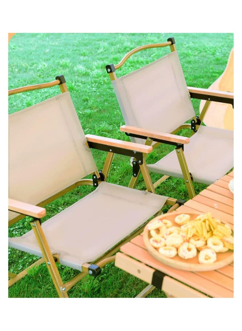 Camping Chair Folding Chair Beach Picnic Seat Portable Fishing Chair Black Oxford Cloth Outdoor Chair Garden Chair(Khaki)