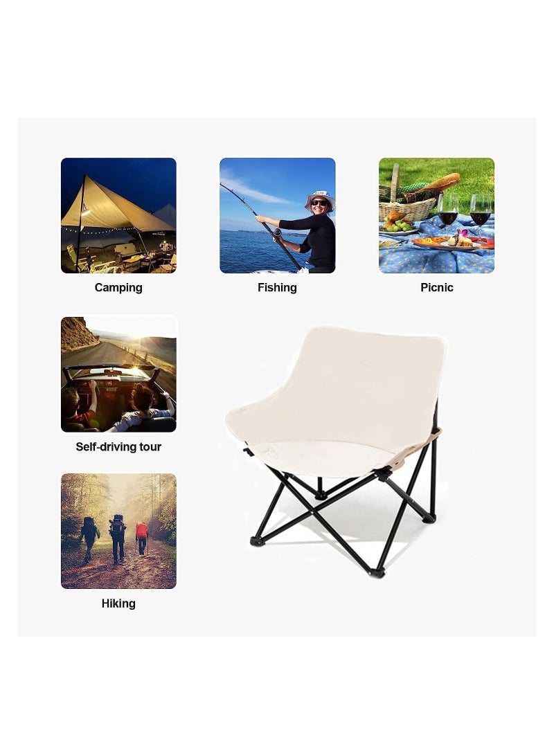 Camping Chair Folding Beach Picnic Seat Folding Camping Chair Portable Fishing Chair Black Oxford Cloth Outdoor Chair Garden Chair(Khaki)