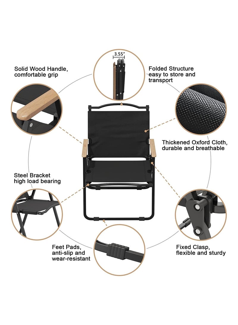 Camping Chair Folding Beach Picnic Seat Folding Camping Chair Portable Fishing Chair Black Oxford Cloth Outdoor Chair Garden Chair(Khaki)