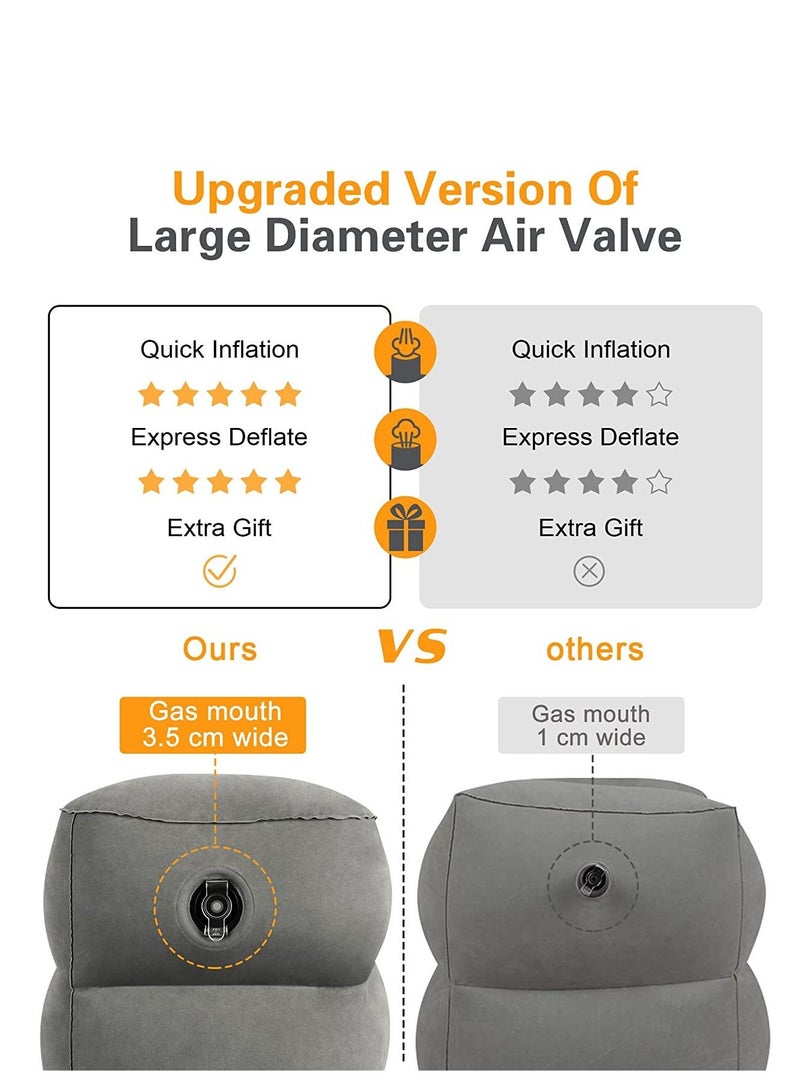 Inflatable Foot Rest Pillow for Travel, Kids/ Adults Airplane Travel Pillow-Adjustable Height Cushions, for Kids to Sleep While Traveling, Suitable for Office, Home and Any Travel (Dark Grey)