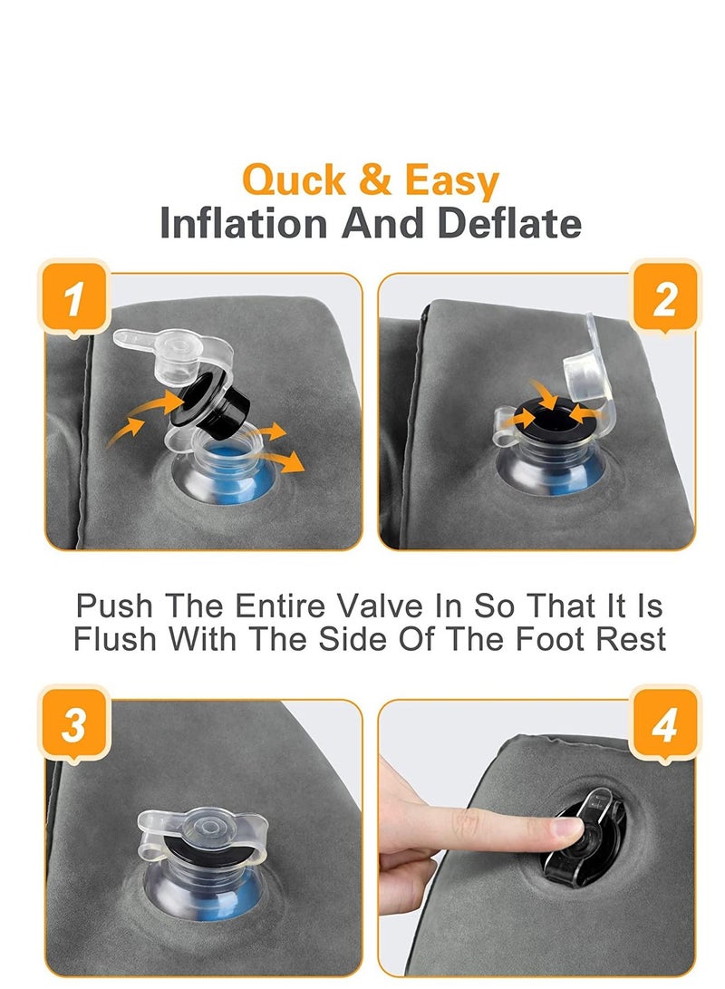 Inflatable Foot Rest Pillow for Travel, Kids/ Adults Airplane Travel Pillow-Adjustable Height Cushions, for Kids to Sleep While Traveling, Suitable for Office, Home and Any Travel (Dark Grey)