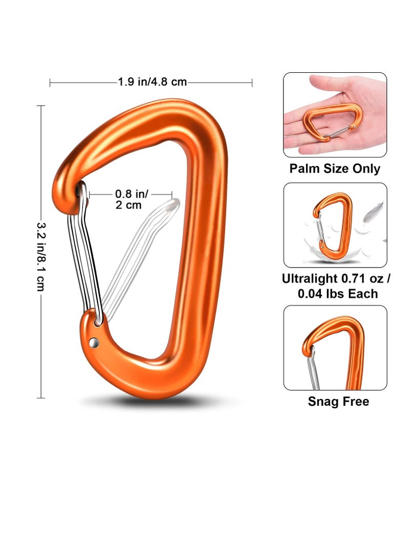 Carabiner Clips, 4 Pack, 12KN (2697 lbs) Heavy Duty Caribeaners for Camping, Hiking, Outdoor and Gym etc, Small Carabiners for Dog Leash and Harness, Black and Orange