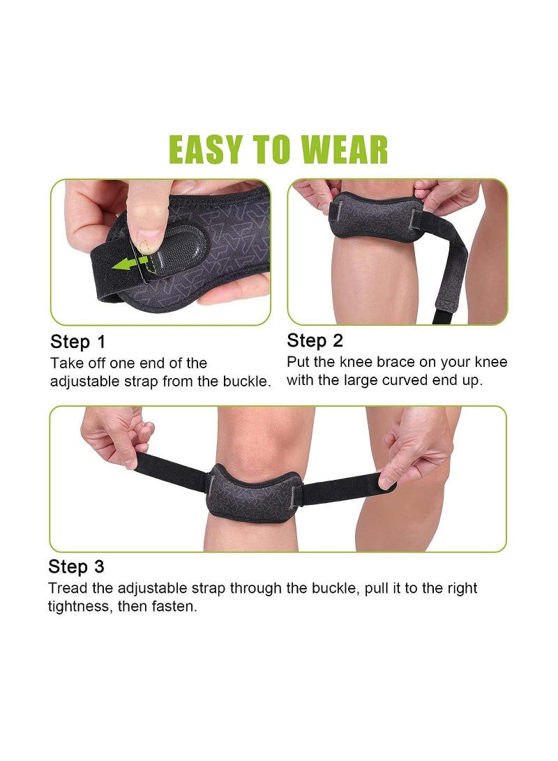 Patella Tendon Knee Strap Pain Relief Support Brace Band with Honeycomb Silicone Anti-skid Pad for Men Women Running Hiking