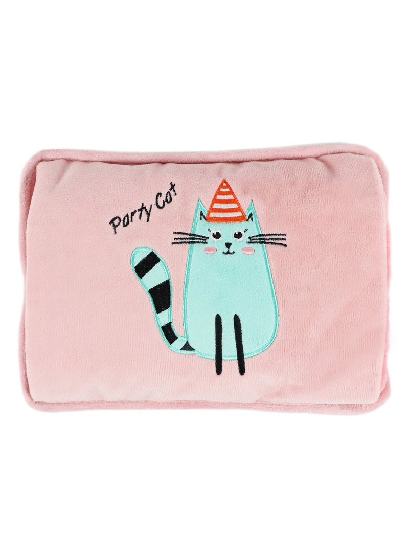 Party Cat Electric Hot Water Bottle with Soft Cover Rechargable Hot Water Bag for Pain Relief