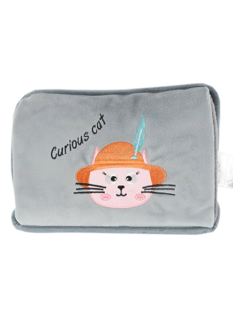 Curious Cat Electric Hot Water Bottle with Soft Cover Rechargable Hot Water Bag for Pain Relief