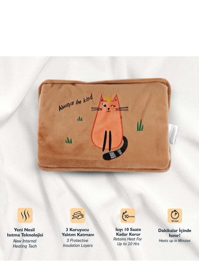 Kind Cat Electric Hot Water Bottle with Soft Cover Rechargable Hot Water Bag for Pain Relief