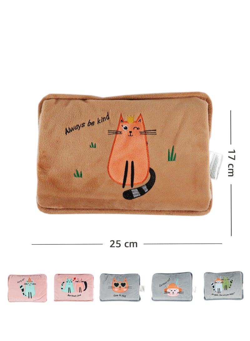 Kind Cat Electric Hot Water Bottle with Soft Cover Rechargable Hot Water Bag for Pain Relief