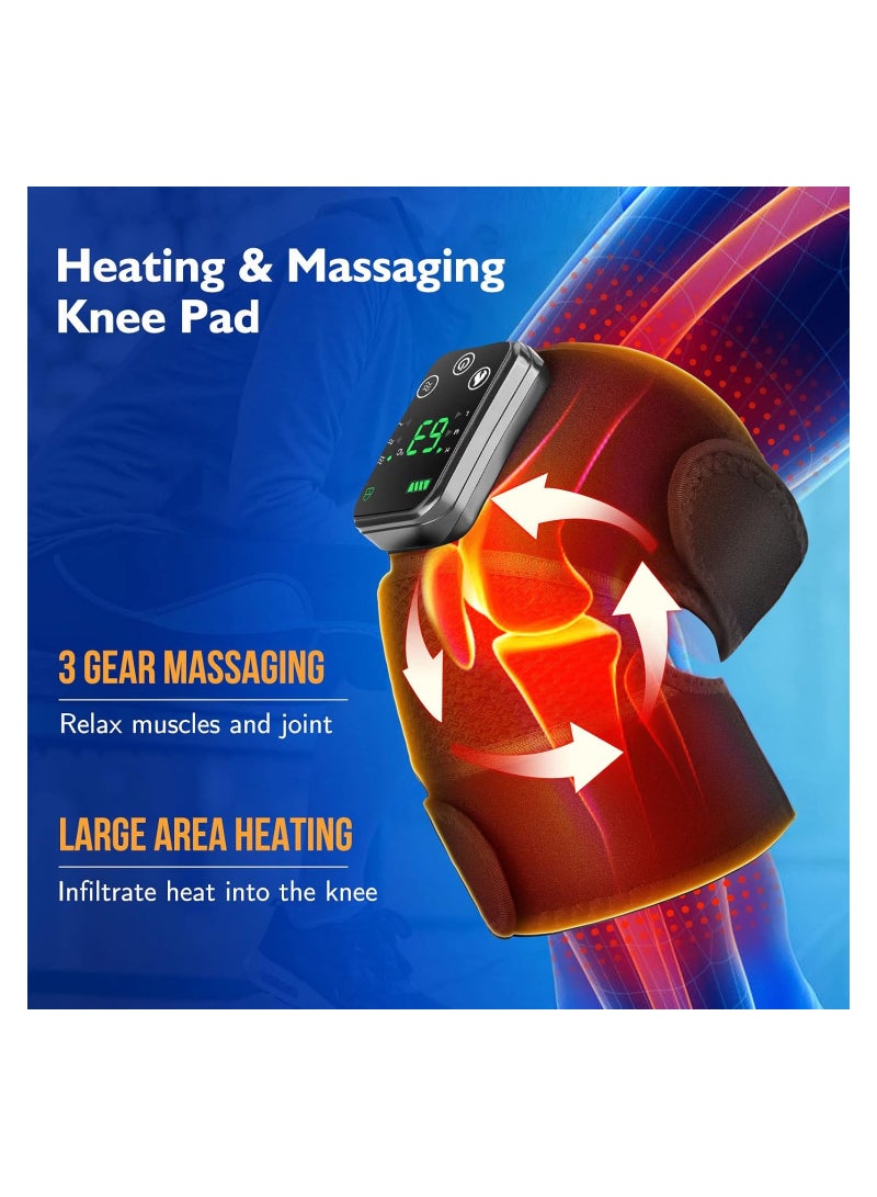 Heating Knee Massager, Knee Shoulder Elbow 3-in-1 Heating Vibration Massager, Portable Wireless Hot Compress Massager, Relieve Joint Pain And Pressure, Suitable For Office, Study, Etc.