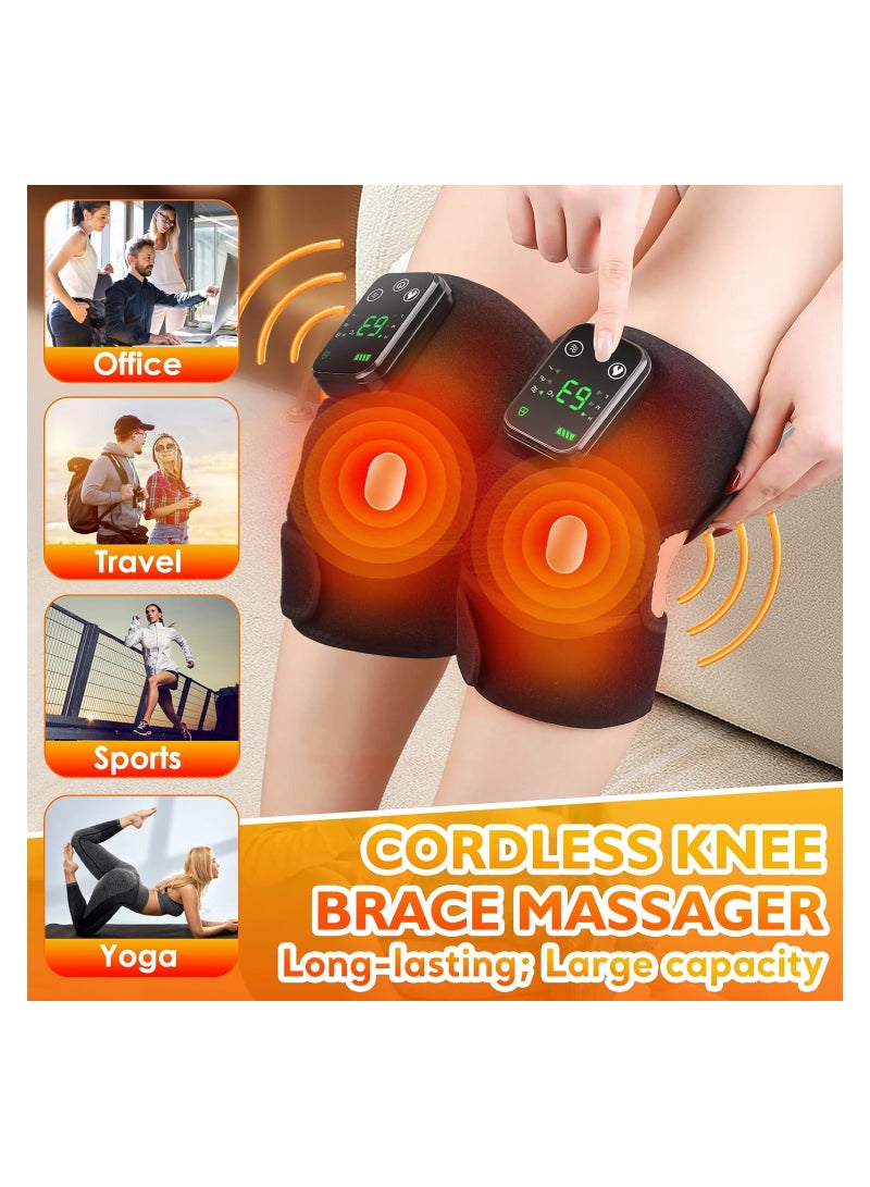 Heating Knee Massager, Knee Shoulder Elbow 3-in-1 Heating Vibration Massager, Portable Wireless Hot Compress Massager, Relieve Joint Pain And Pressure, Suitable For Office, Study, Etc.