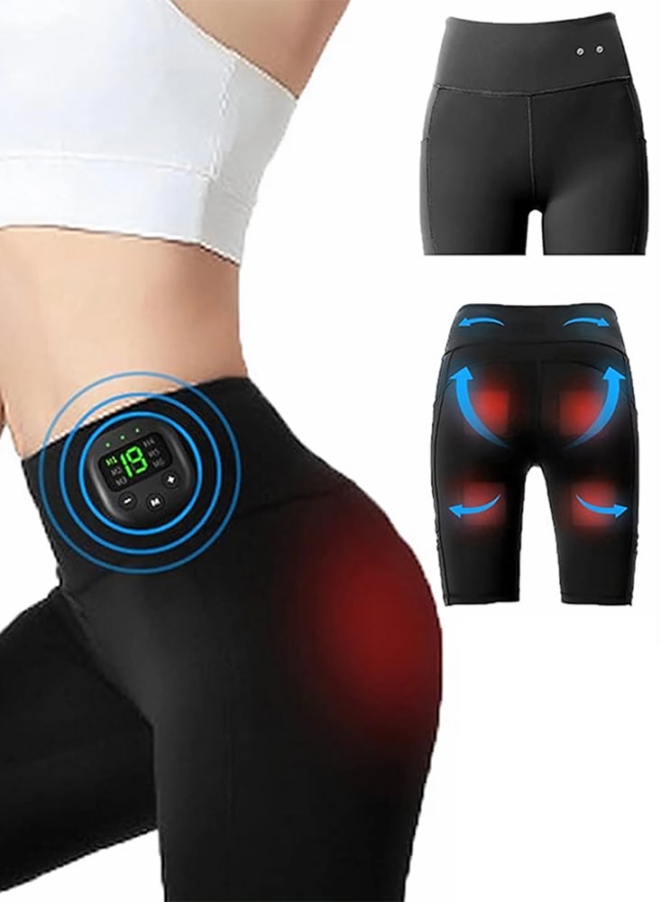High Waist Shorts Yoga Pants with Rechargeable EMS Muscle Stimulator - Ultimate Buttock Trainer for Women