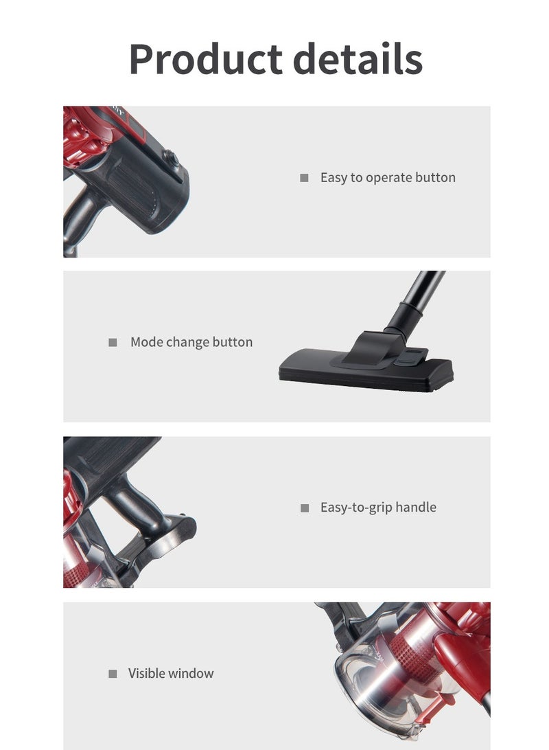 Vacuum Cleaner, 5M Corded Stick Vacuum Cleaner, 18KPa Suction with Multifunction Lightweight Handheld Stick Cleaner for Hard Floor/Carpet/Pet Hair (SK-13011)