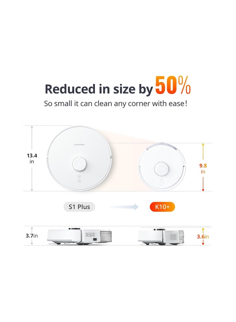 Mini Robot Vacuum K10+ mini with Self-Empty Base for 70-Day of Cleaning, LiDAR Navigation, Smart Mapping, 2500Pa Suction, 48dB Ultra Quiet, 150Mins Max, Compatible with voice control, 2.4G WiFi Connected