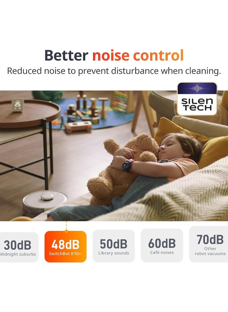Mini Robot Vacuum K10+ mini with Self-Empty Base for 70-Day of Cleaning, LiDAR Navigation, Smart Mapping, 2500Pa Suction, 48dB Ultra Quiet, 150Mins Max, Compatible with voice control, 2.4G WiFi Connected