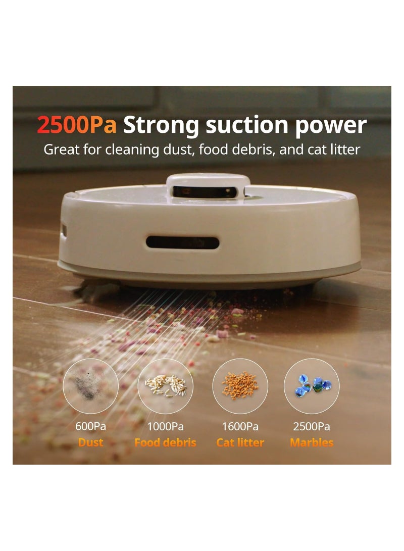 Mini Robot Vacuum K10+ mini with Self-Empty Base for 70-Day of Cleaning, LiDAR Navigation, Smart Mapping, 2500Pa Suction, 48dB Ultra Quiet, 150Mins Max, Compatible with voice control, 2.4G WiFi Connected