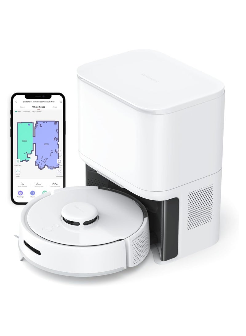 Mini Robot Vacuum K10+ mini with Self-Empty Base for 70-Day of Cleaning, LiDAR Navigation, Smart Mapping, 2500Pa Suction, 48dB Ultra Quiet, 150Mins Max, Compatible with voice control, 2.4G WiFi Connected