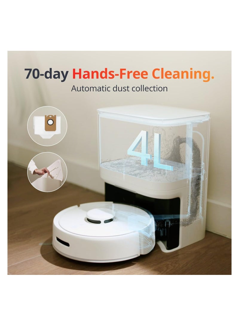 Mini Robot Vacuum K10+ mini with Self-Empty Base for 70-Day of Cleaning, LiDAR Navigation, Smart Mapping, 2500Pa Suction, 48dB Ultra Quiet, 150Mins Max, Compatible with voice control, 2.4G WiFi Connected