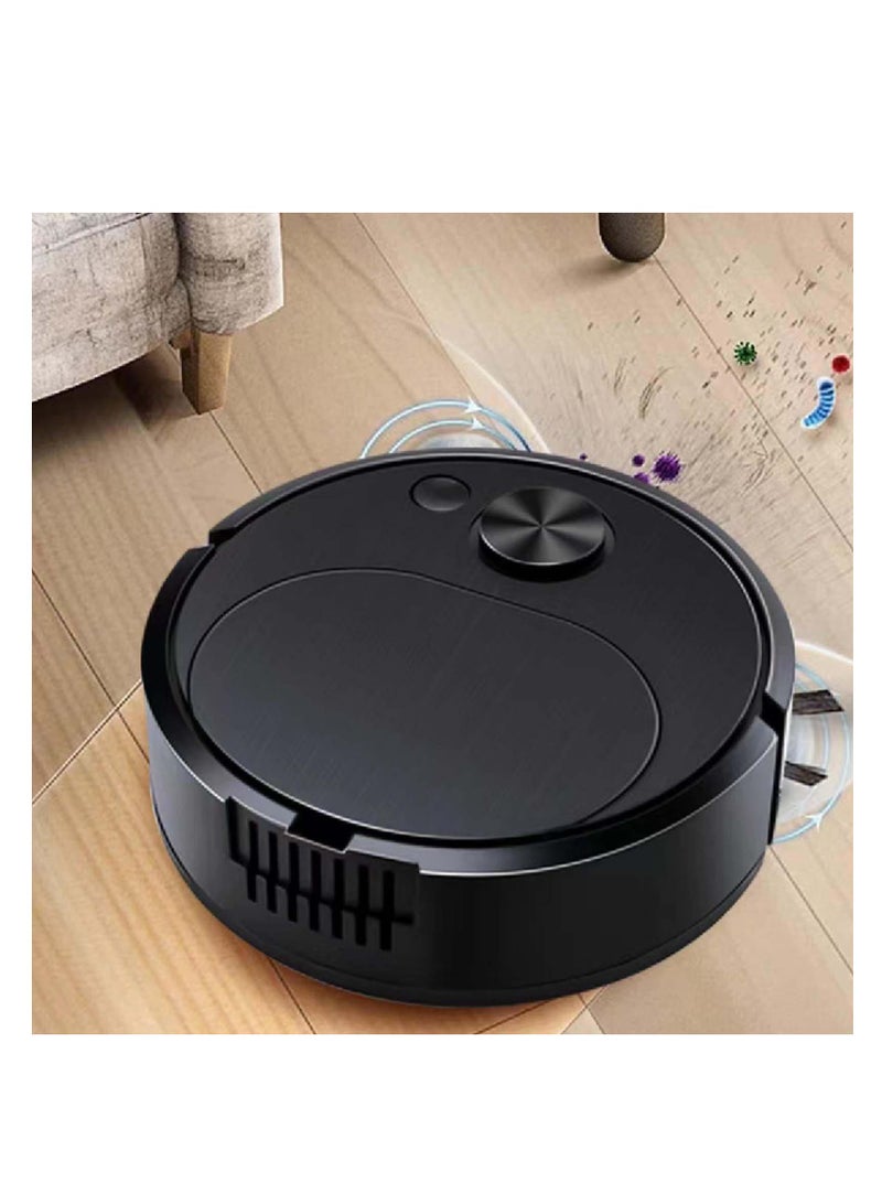 Robot Vacuum Cleaner, 3 in 1 Robot Vacuum Cordless USB Recha rgeable, Strong Suction & Low Noise, Electric Robotic Vacuum Cleaner with Mop for Hair Hard Floor Carpet(Black)