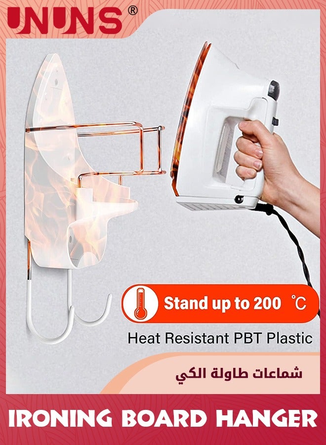 Ironing Board Hanger,15cm Width Ironing Board Wall Mount,Iron Board Hanger Wall Mount With Heat Resistant Iron Rack And Hooks,Ironing Board Rack For Home Bathroom Cabinet Laundry Room,White