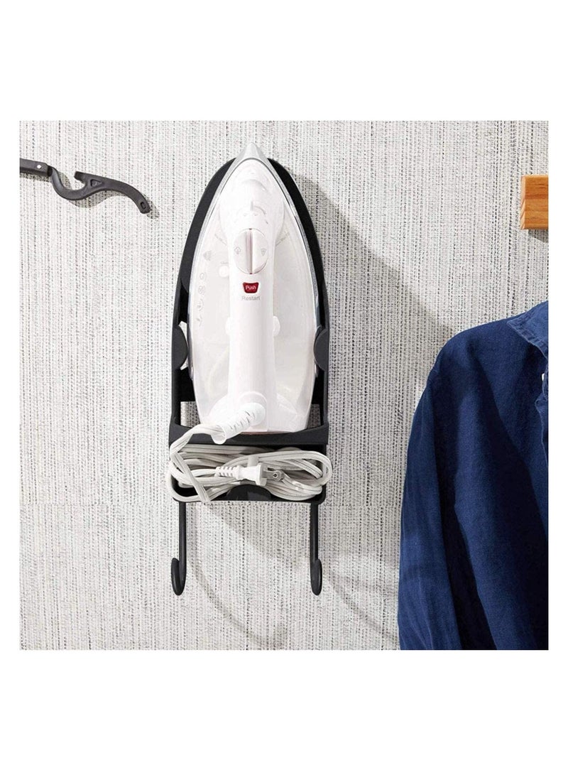 Ironing Board Holder Wall Mounted Storage Organizer  Electric Iron Holder Household Bathroom Shelf with Heat Resistant Tray Storage Organizer Easily Mount Against Wall Black
