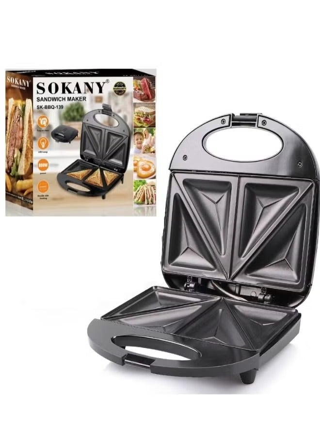 SOKANY Electric Non Stick Sandwich Maker 4 Slices 800W