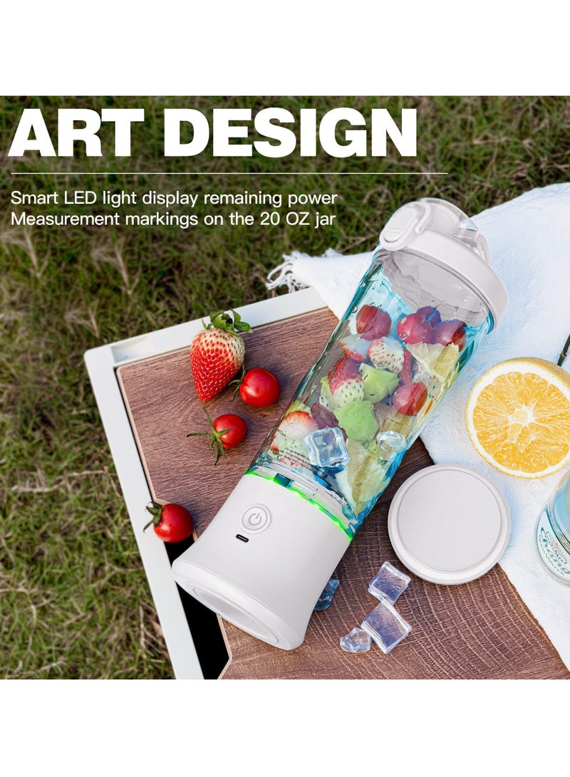 SYOSI Portable Blender, Shakes and Smoothies Waterproof Blender for Sports, Travel and Outdoors, Mini Blender USB Rechargeable with 20 oz BPA Free Blender Cups with Travel Lid