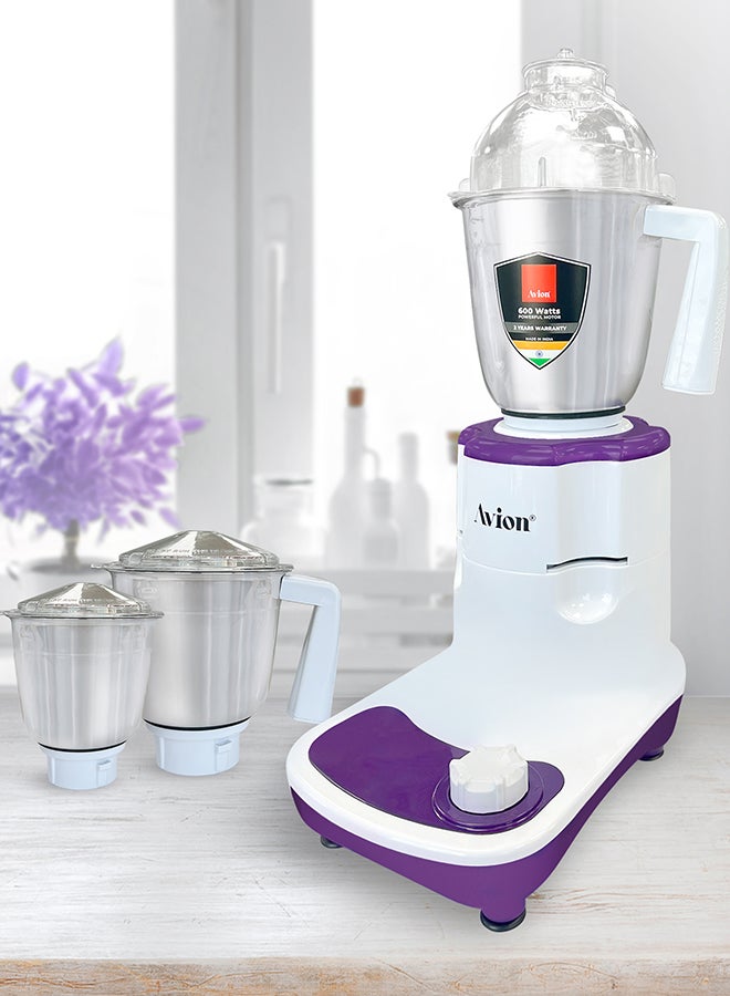 600W 3-In-1 Mixer Grinder AMG614ND – Multifunctional Grinder With Stainless Steel Jars And Blades – 3 Speed