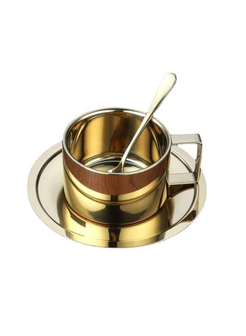 3-piece European-style Double-layer Low-dish Coffee Cup With Spoon