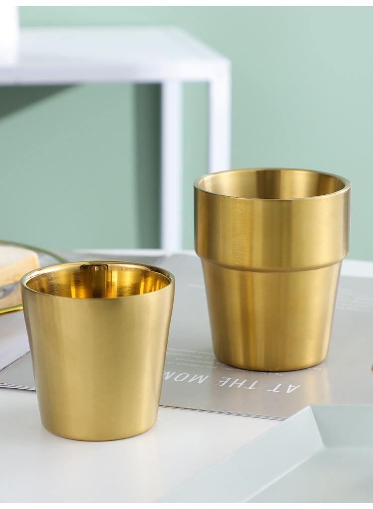 Double-layer Gold-plated Bright Juice Milk Drinking Cup