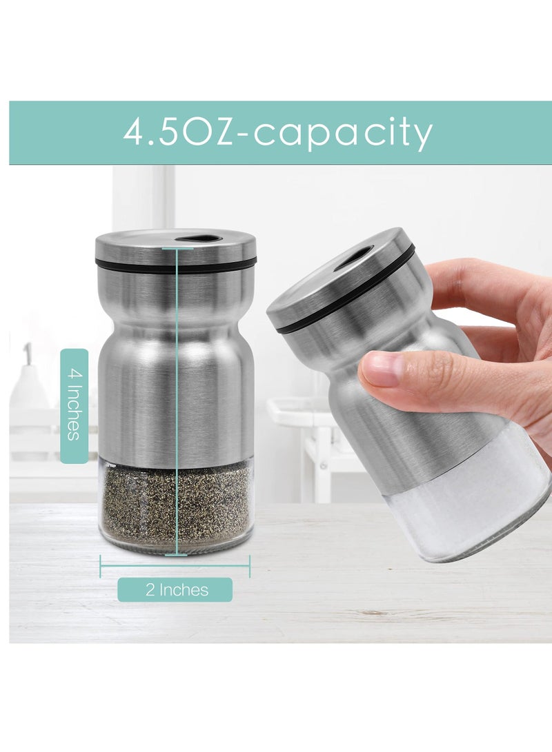 2PCS Salt and Pepper Shakers Set by Premium Shaker with Adjustable Pour Holes-Kosher Food Grade Stainless Steel