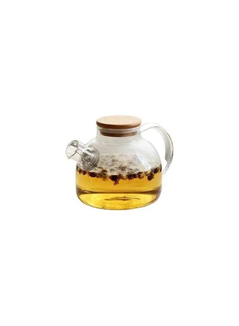 Rack Teapot Set Stainless Steel Lamp Holder Teapot Heating Furnace Accessories Holder Candle Holder Round Tea Warmer Wax Heater with 1500 ml Borosilicate Glass Teapot - Gold Rack