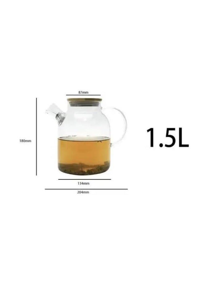 Rack Teapot Set Stainless Steel Lamp Holder Teapot Heating Furnace Accessories Holder Candle Holder Round Tea Warmer Wax Heater with 1500 ml Borosilicate Glass Teapot - Gold Rack