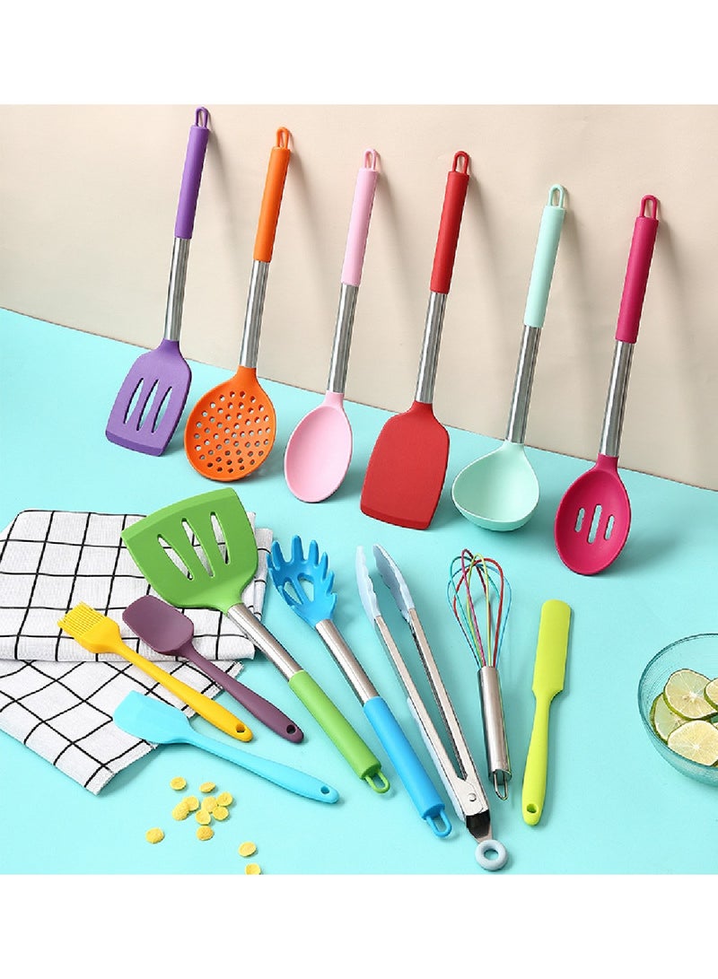 Colorful Stainless Steel Handle Silicone Kitchenware 19-Piece Set