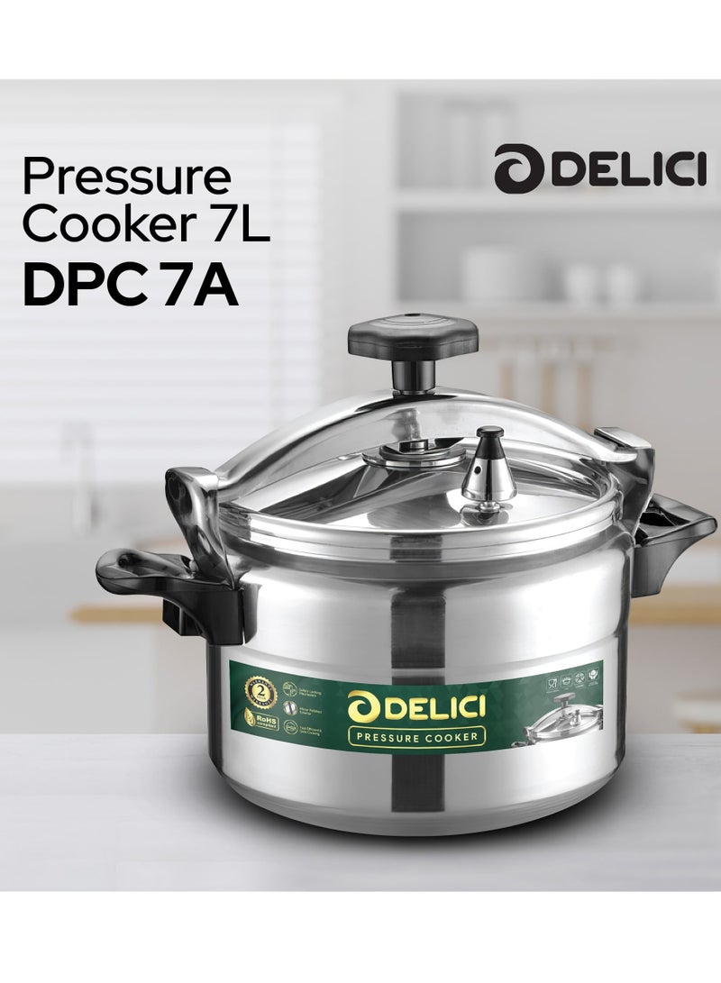 7L Aluminium Pressure Cooker (DPC 7A) - Fast, Efficient, and Safe Cooking with Durable Body, Safety Locking Mechanism, Arabic cooker, Food Cooking Food Preparation Kitchen